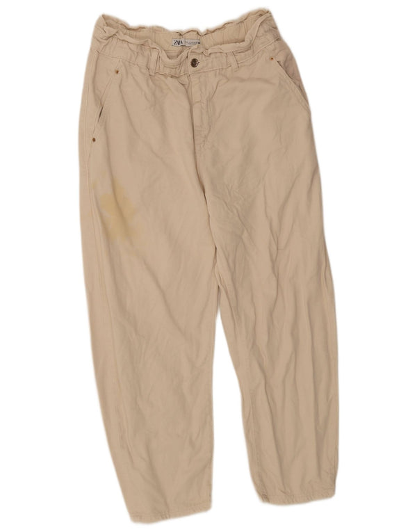 Zara γυναικείο ψηλόμεσο τζιν EU 42 Large W32 L24 Μπεζ βαμβακερό