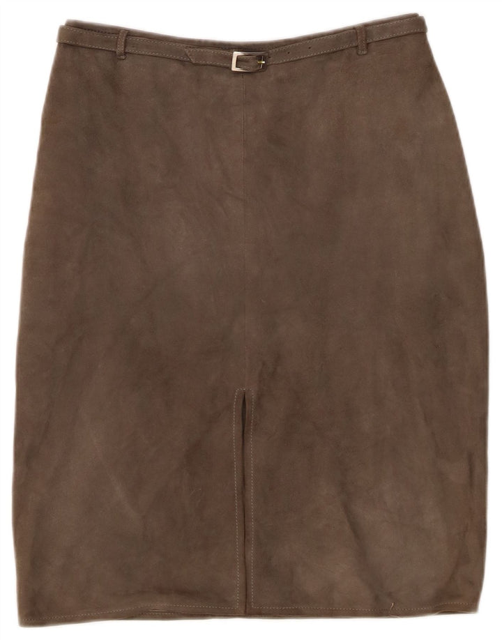 Vintage Γυναικεία Suede Φούστα IT 44 Medium W26 Χακί Δέρμα