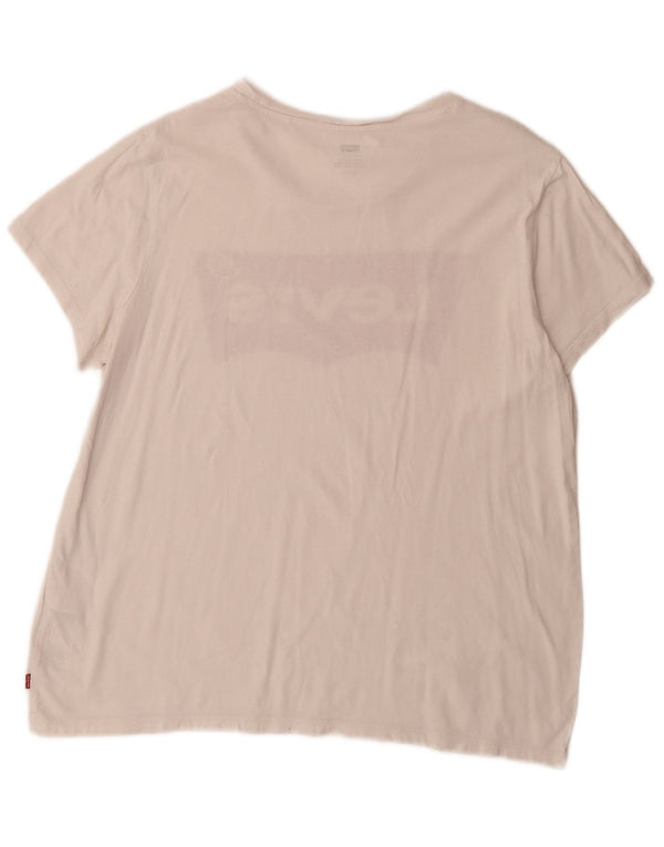 Γυναικείο γραφικό T-Shirt Levi's Top UK 18 XL Λευκό βαμβακερό