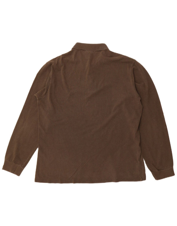 Ανδρικό μακρυμάνικο μπλουζάκι πόλο LACOSTE Μέγεθος 5 Μεγάλο καφέ βαμβακερό