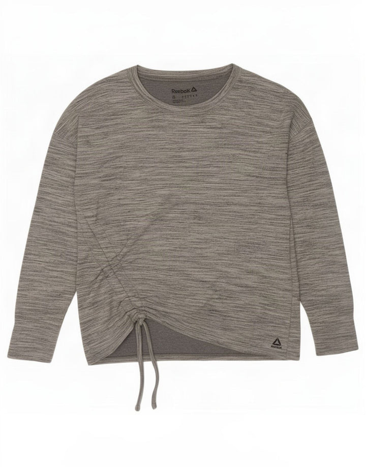 Reebok γυναικείο υπερμεγέθη μακρυμάνικο UK 10 Small Grey Flecked Polyester