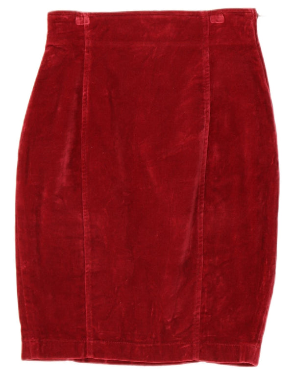 Trussardi Γυναικεία Velvet Pencil Φούστα IT 40 Small W26 Βαμβακερή μπορντό
