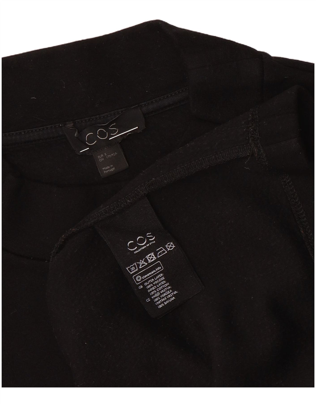 Cos Γυναικείο τοπ μακρυμάνικο UK 10 Small Black Viscose