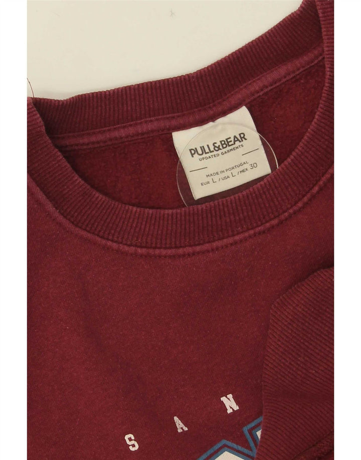 Pull & Bear Γυναικεία γραφική μπλούζα μεγάλου μεγέθους Jumper UK 16 Large Maroon