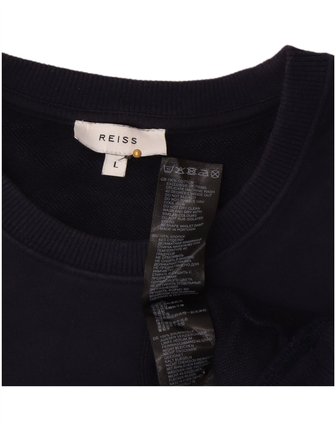 Ανδρικό γραφικό φούτερ Reiss Jumper Μεγάλο Ναυτικό Βαμβακερό