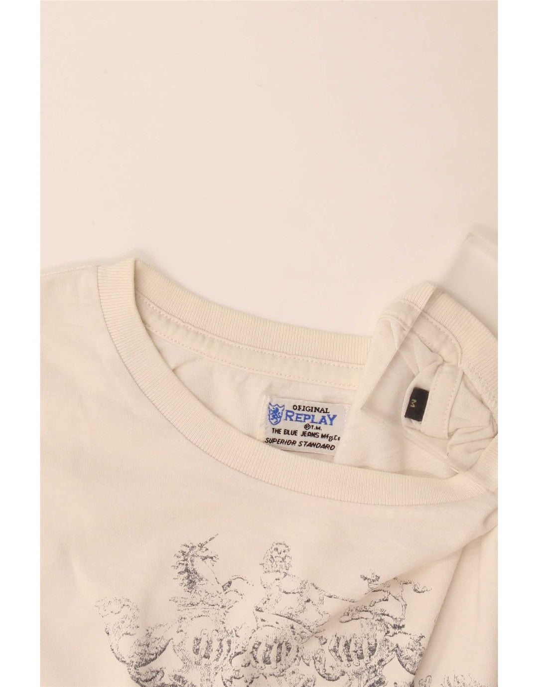 Replay Γυναικείο τοπ με γραφικό μακρυμάνικο UK 14 Medium Off White