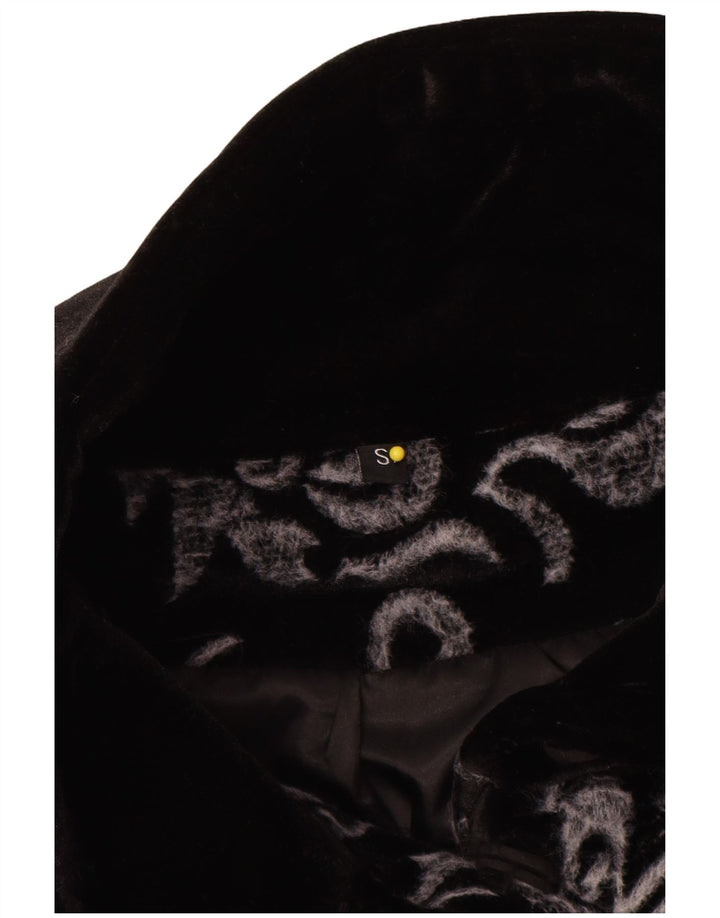 Vintage Γυναικείο Oversized Βελούδινο Πανωφόρι UK 10 Small Black Paisley