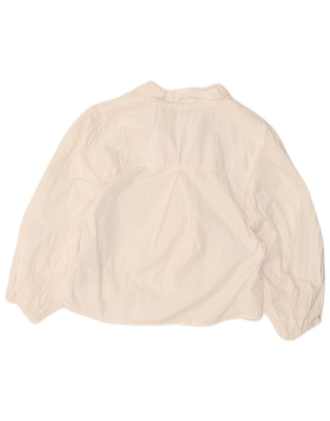 Zara Γυναικείο πουκάμισο Crop Μπλούζα UK 12 Μέτριο Λευκό Βαμβακερό