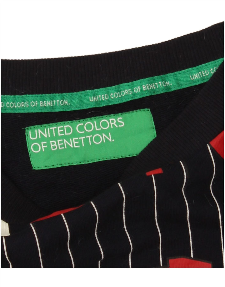 Γυναικείο γραφικό φούτερ Benetton Jumper UK 14 Medium Navy Blue ριγέ