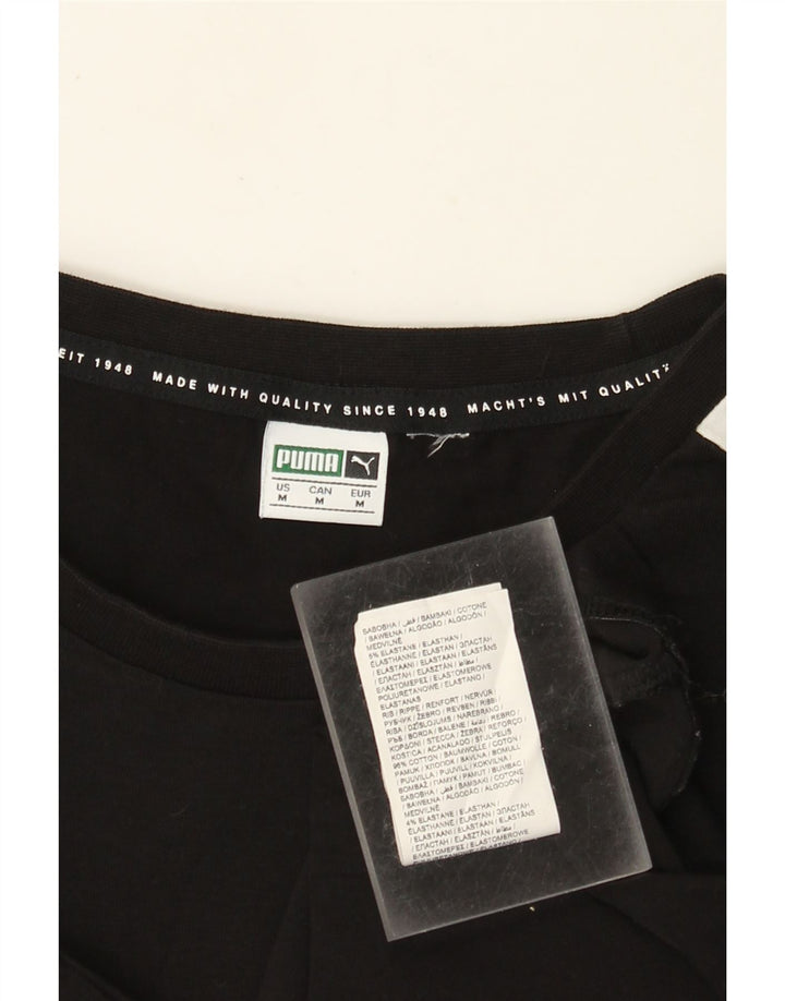 Γυναικείο μπλουζάκι PUMA Crop Top UK 12 μεσαίο μαύρο βαμβακερό χρώμα