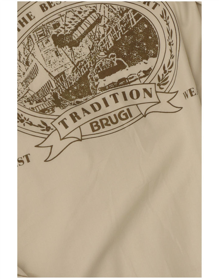 Brugi Ανδρικό τζάκετ με κουκούλα, γραφικό ανεμοθραυστικό UK 40 Large Beige