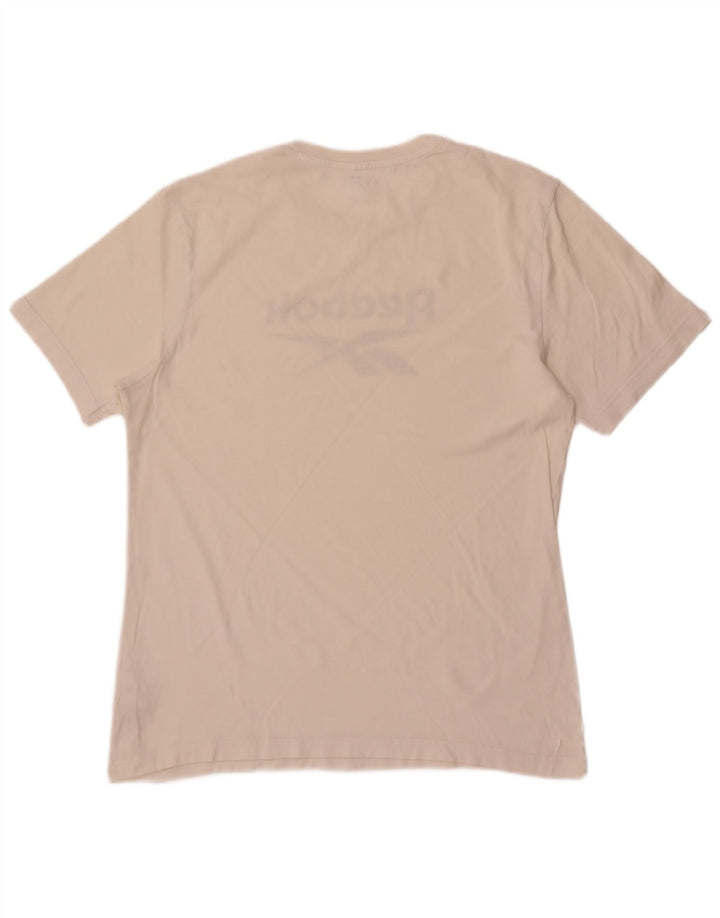 Ανδρικό γραφικό T-Shirt Reebok Top από μεσαίο λευκό βαμβακερό