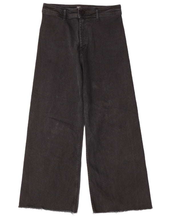 Zara Womens The Marine Straight Wide Leg Jeans EU 42 Large W32 L29 Black