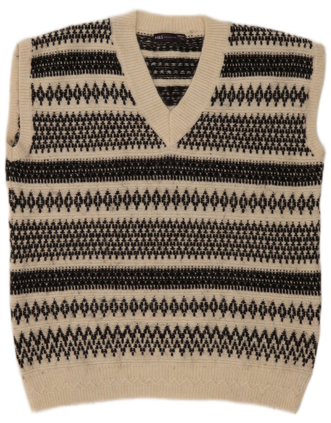 Marks & Spencer Ανδρικό γιλέκο Tank Top Medium Beige Fair Isle Acrylic