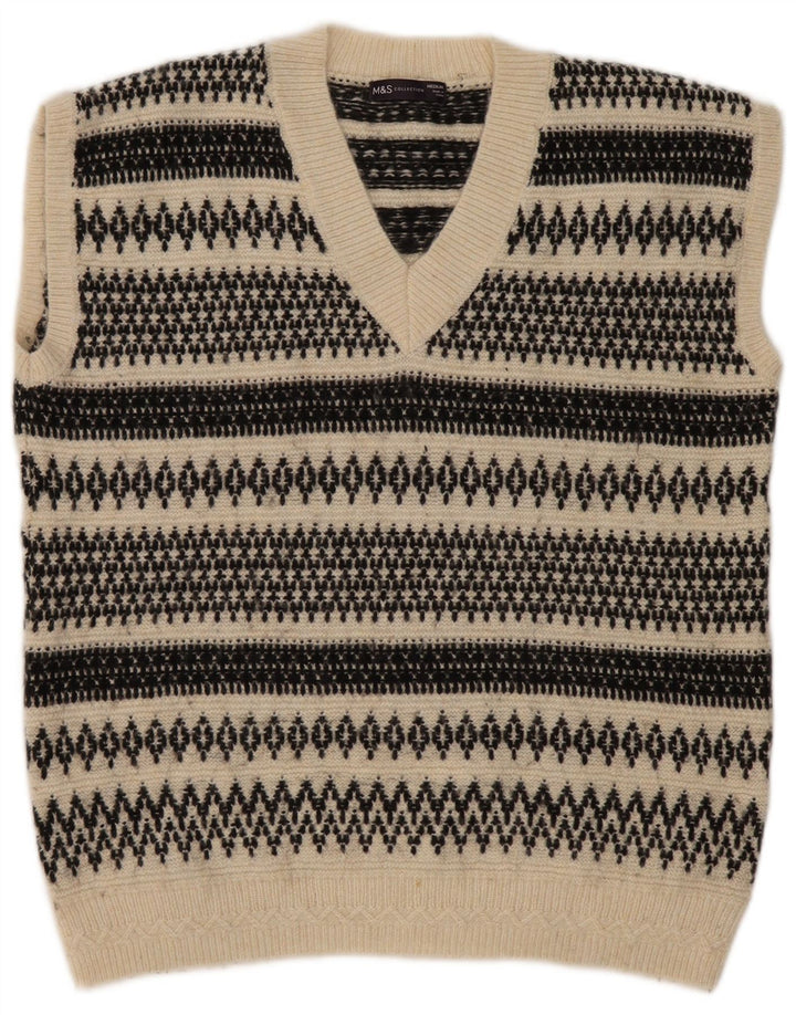 Marks & Spencer Ανδρικό γιλέκο Tank Top Medium Beige Fair Isle Acrylic