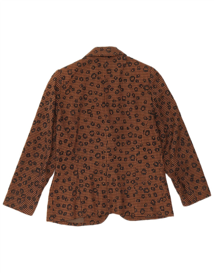 MANI Γυναικείο Μπουφάν 2 Κουμπιά Blazer IT 42 Μεσαίο Καφέ Μαλλί Gingham