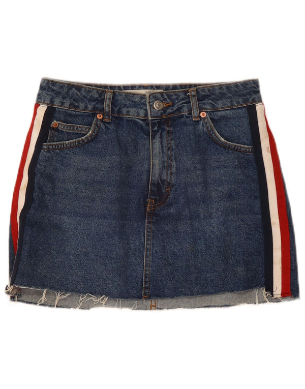 Topshop Γυναικεία μίνι τζιν φούστα UK 10 Small W28 Blue Colourblock