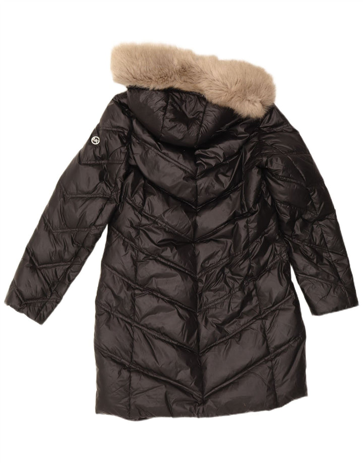 MICHAEL KORS Womens Hooded Padded Coat UK 14 Medium Black Nylon