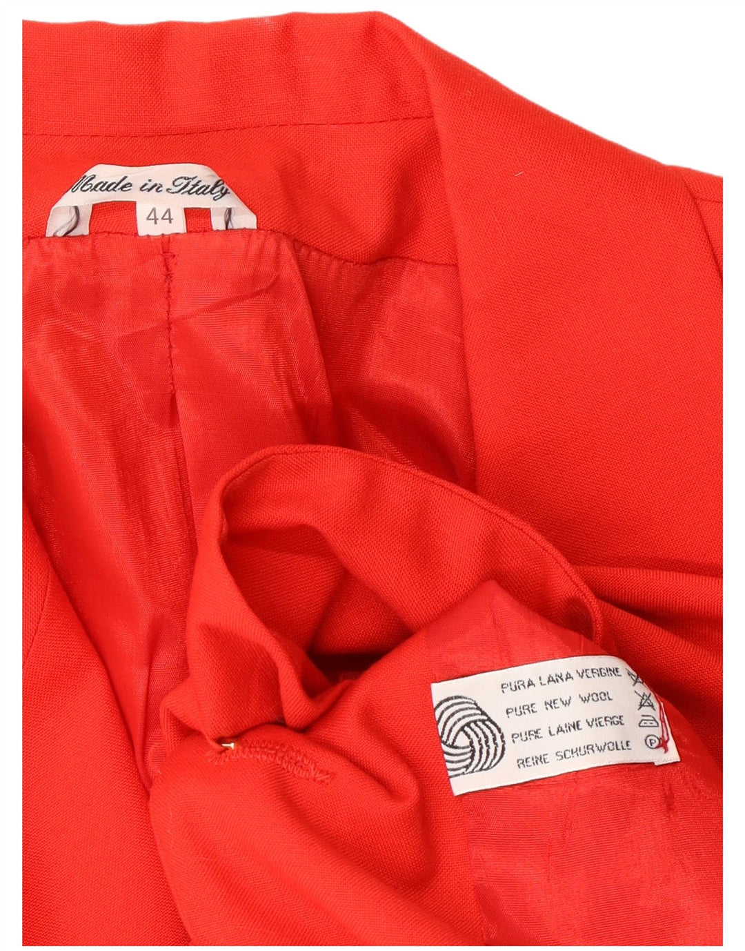 VINTAGE Γυναικείο Σετ Φούστα με 2 Κουμπιά 2 Τεμάχια IT 44 Medium W26 Κόκκινο μαλλί