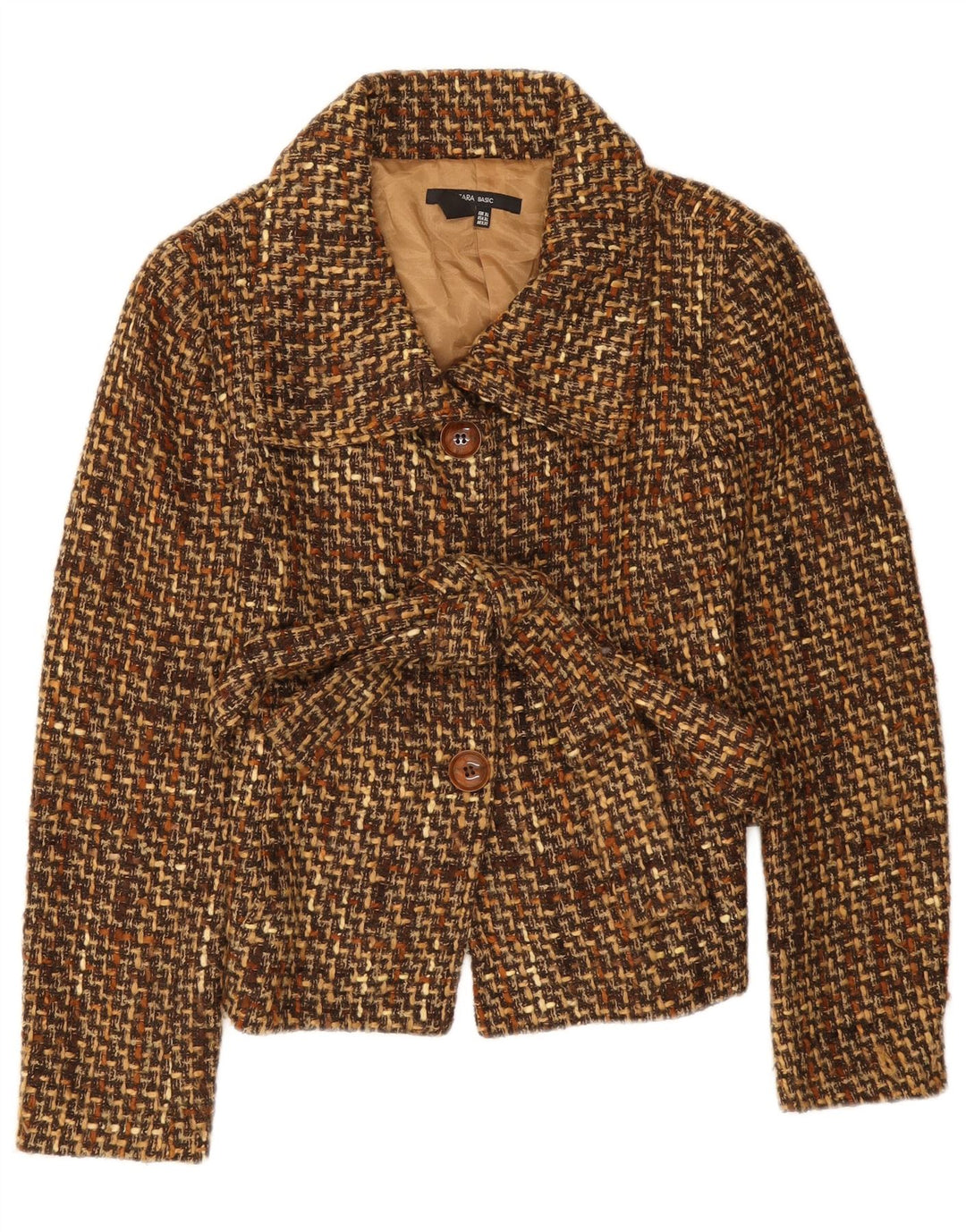 Zara Γυναικείο Μπουφάν Blazer UK 18 XL Καφέ Chevron Ακρυλικό