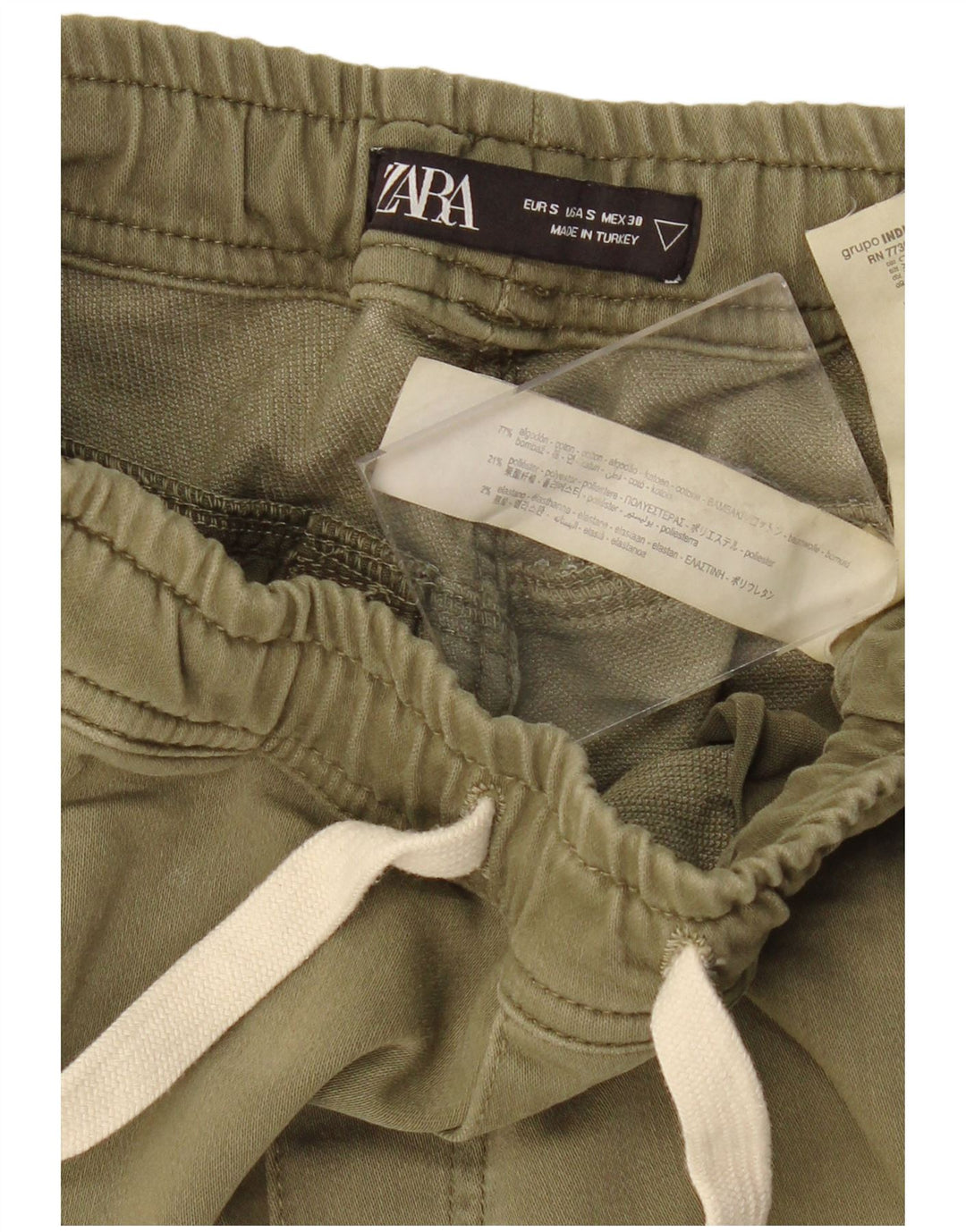 Zara Mens Joggers Cargo Παντελόνι Small W30 L28 Khaki Cotton Army