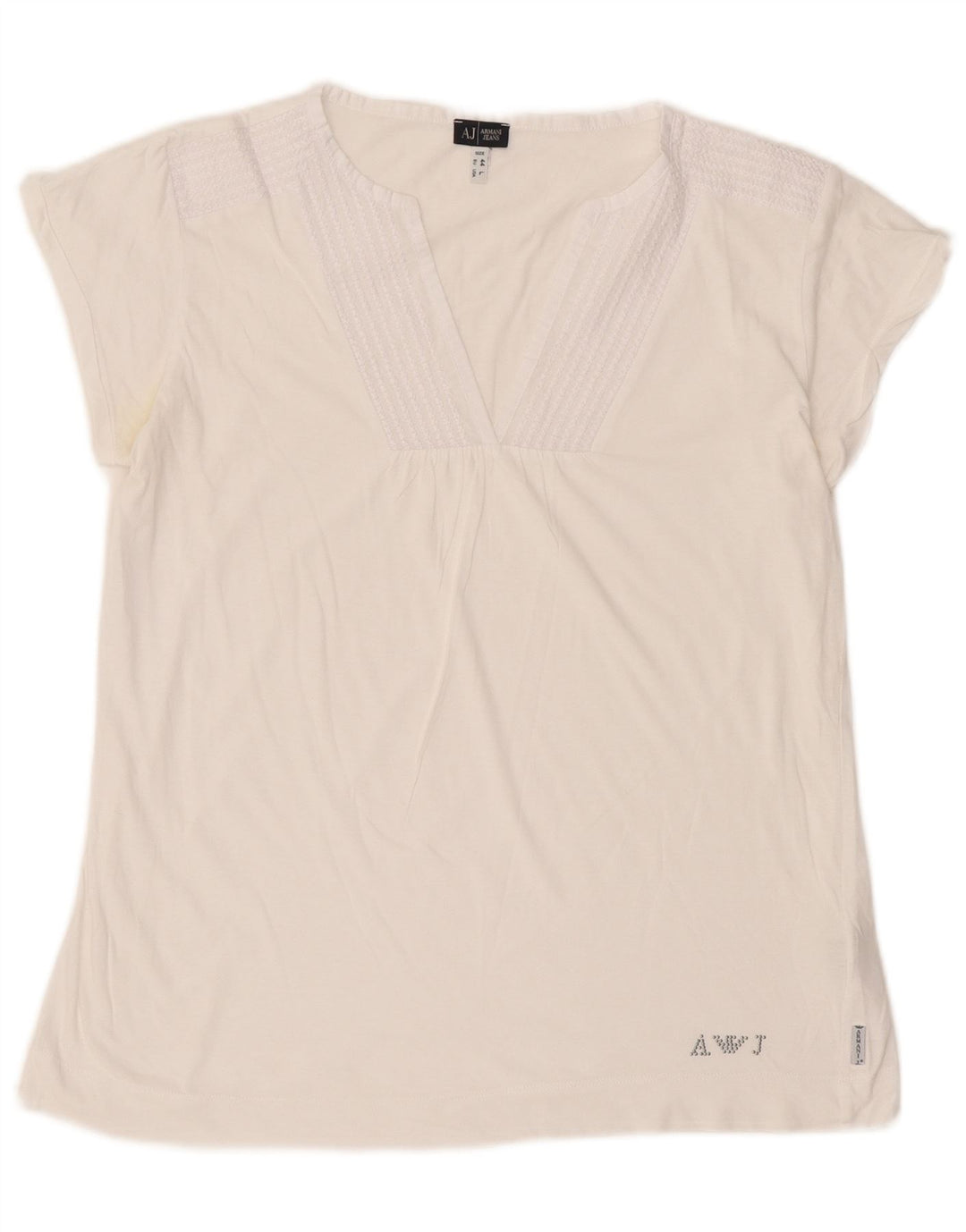 Armani Jeans Γυναικεία Μπλούζα Τοπ UK 16 Μεγάλη Λευκή Βαμβακερή