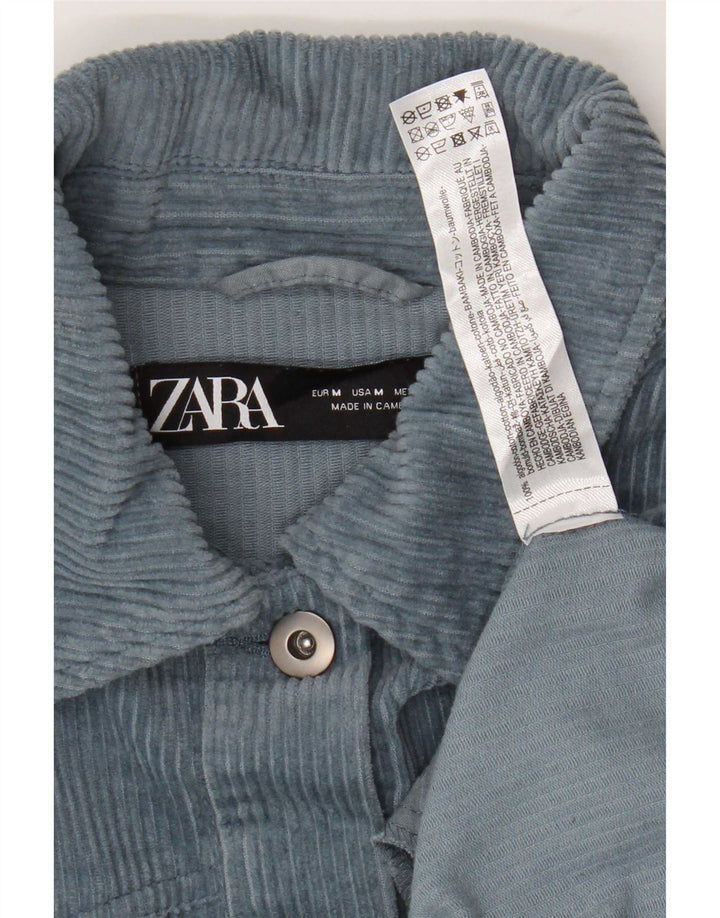 Zara Γυναικείο Υπερμεγέθη Κοτλέ Πουκάμισο UK 14 Μεσαίο Μπλε Βαμβακερό