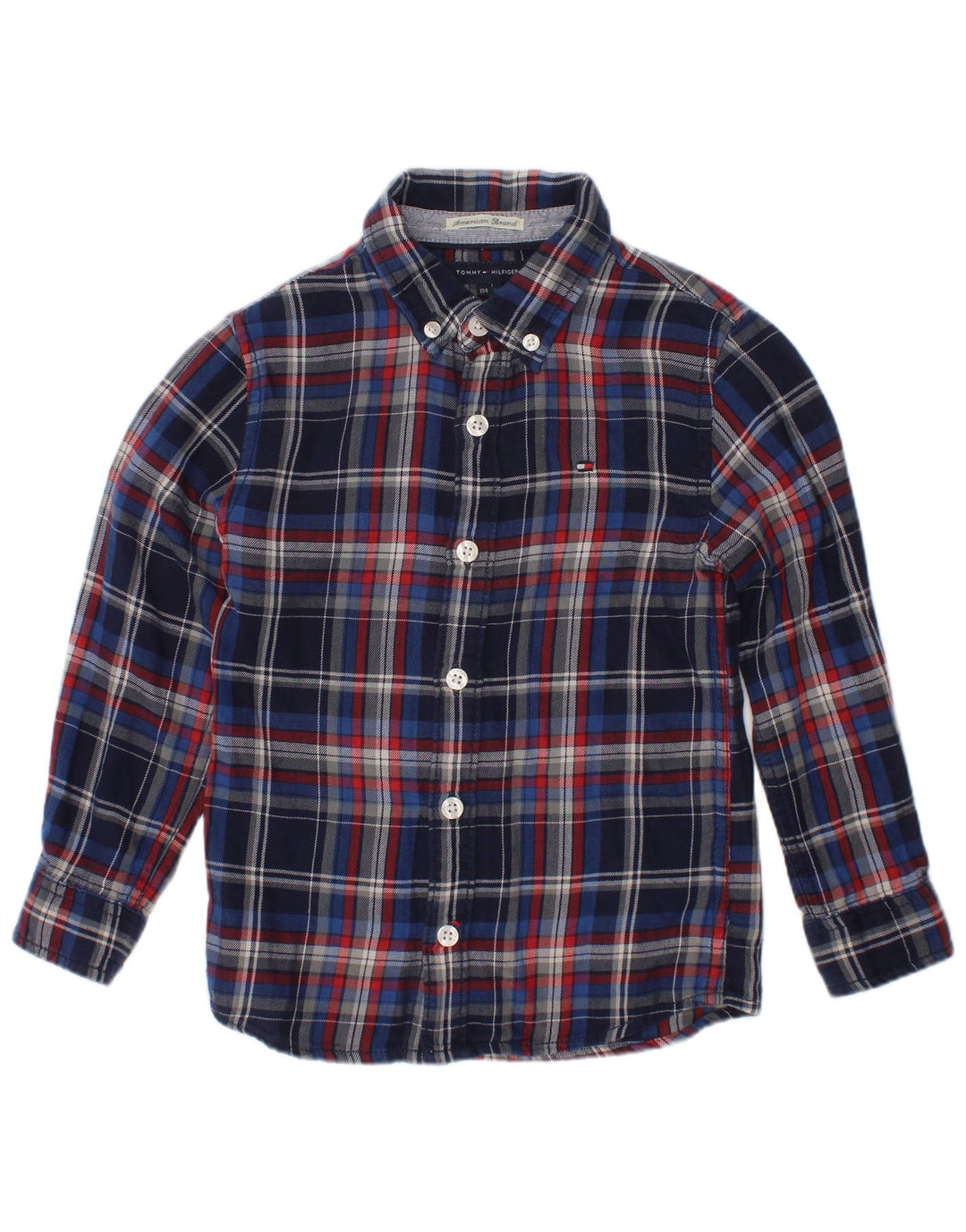 Tommy Hilfiger Boys Flannel πουκάμισο 3-4 ετών Navy Blue Check Cotton