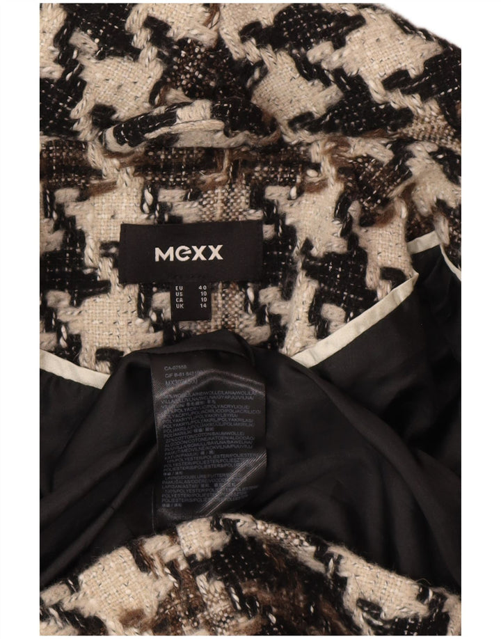 Γυναικείο πανωφόρι Mexx UK 14 μεγάλο μαύρο μαλλί Houndstooth