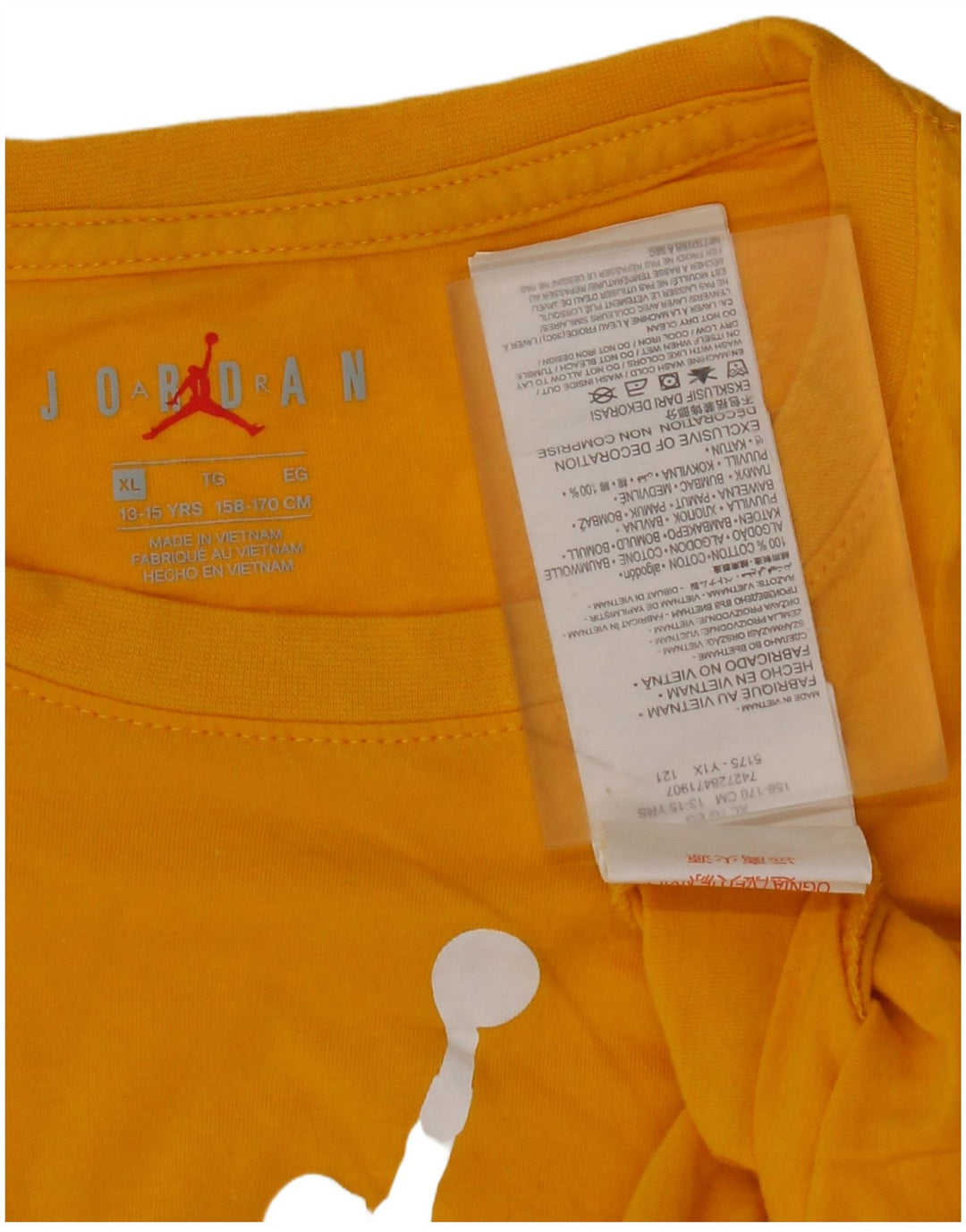 JORDAN Boys Graphic T-Shirt Top 13-14 ετών XL Κίτρινο βαμβακερό