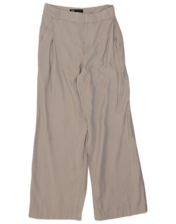 Zara Γυναικείο παντελόνι Chino με φαρδύ πόδι Small W26 L30 Grey Modal