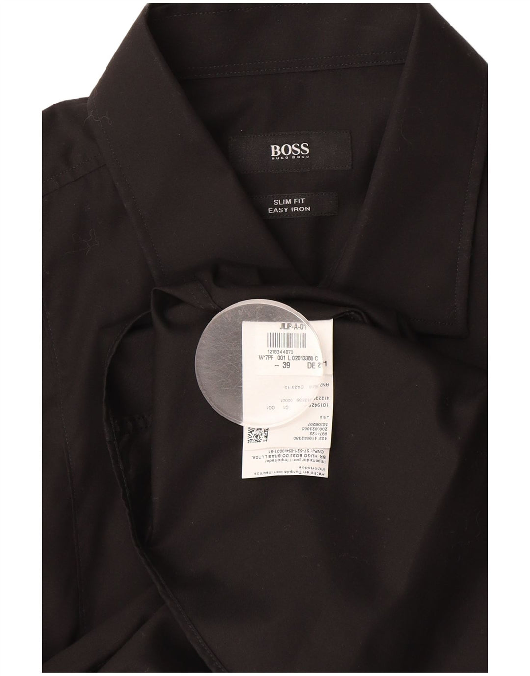 Ανδρικό πουκάμισο Hugo Boss Slim Fit Μέγεθος 39 Μεσαίο μαύρο βαμβακερό