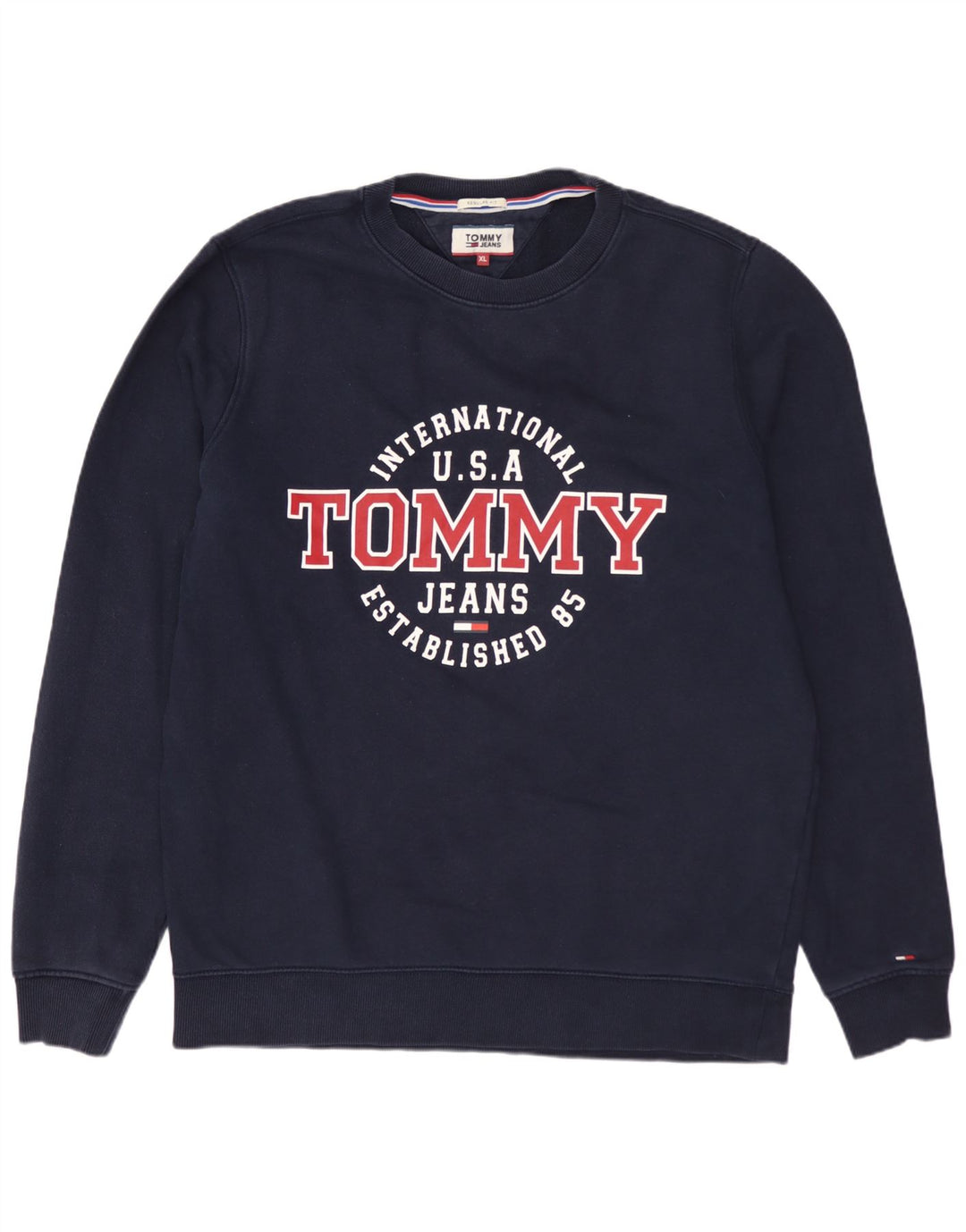 TOMMY HILFIGER Ανδρικό φούτερ με κανονική εφαρμογή γραφικών Jumper XL Navy Blue