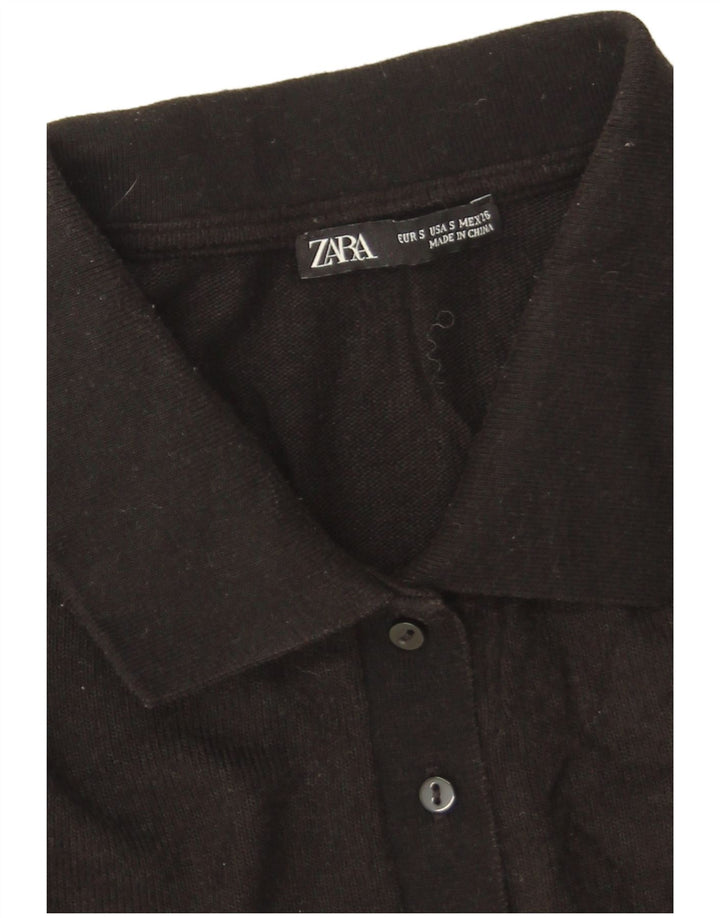 Zara Γυναικείο πουκάμισο πόλο UK 10 Small Black Viscose