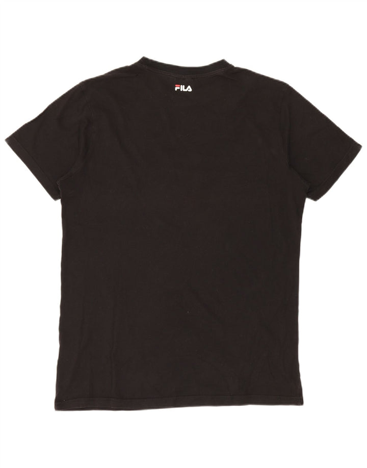 Ανδρικό γραφικό T-Shirt Fila Top Μεσαίο μαύρο βαμβακερό
