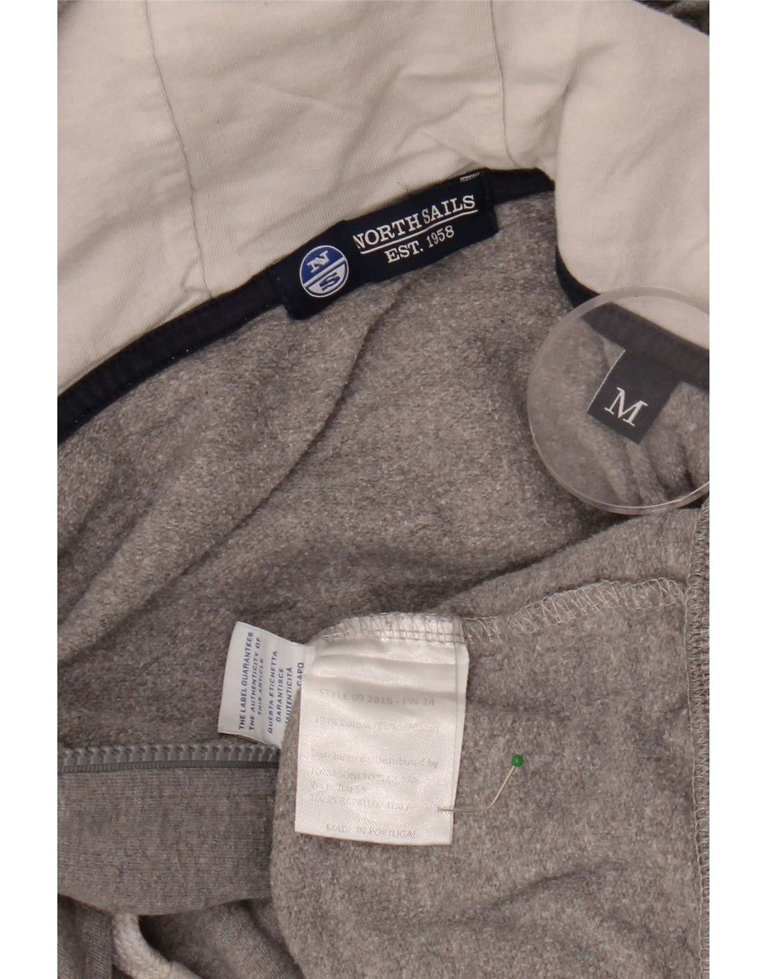 NORTH SAILS Γυναικείο πουλόβερ με κουκούλα με φερμουάρ UK 12 μεσαίο γκρι βαμβακερό