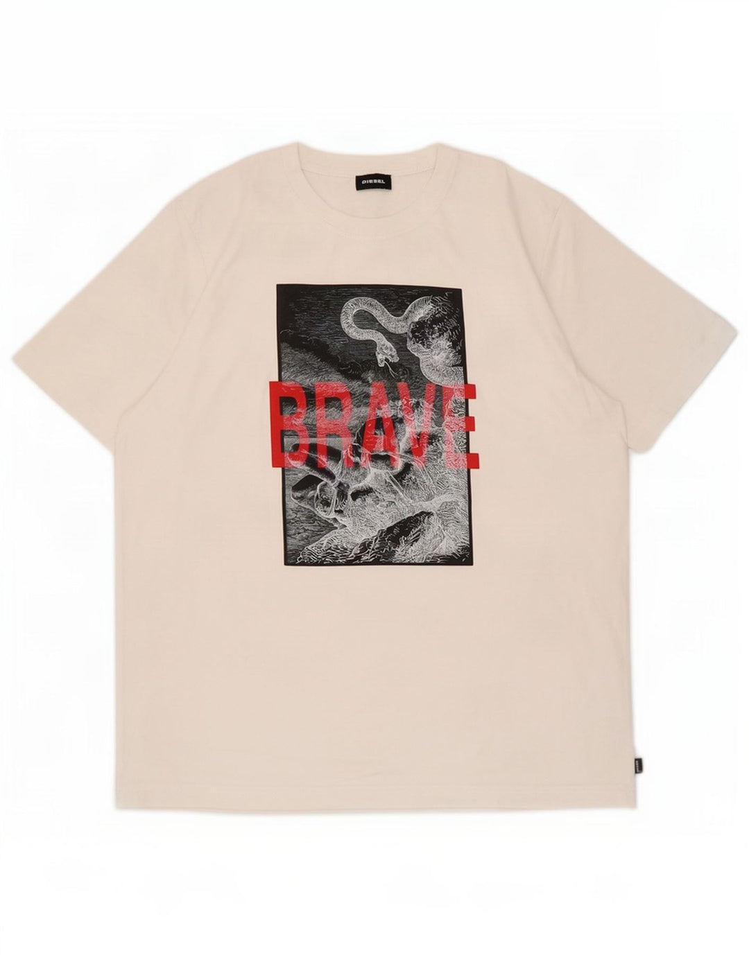 Ανδρικό γραφικό T-Shirt Diesel Top μεγάλο λευκό βαμβακερό
