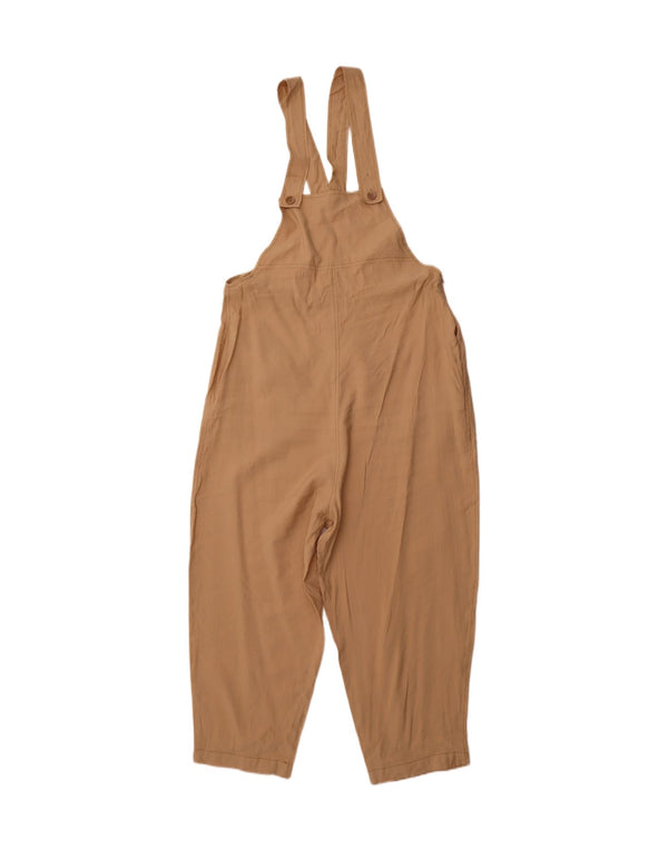 VINTAGE Womens Loose Fit Dungarees Cropped Trousers UK 14 Medium L20 Beige