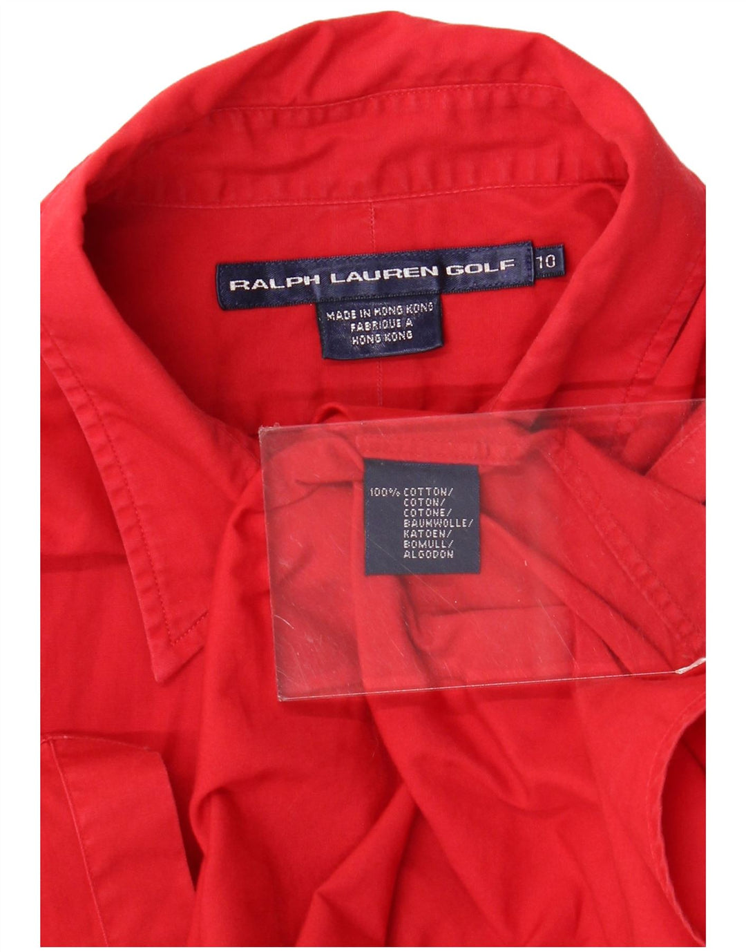 RALPH LAUREN Γυναικείο πουκάμισο γκολφ US 10 μεγάλο κόκκινο βαμβακερό