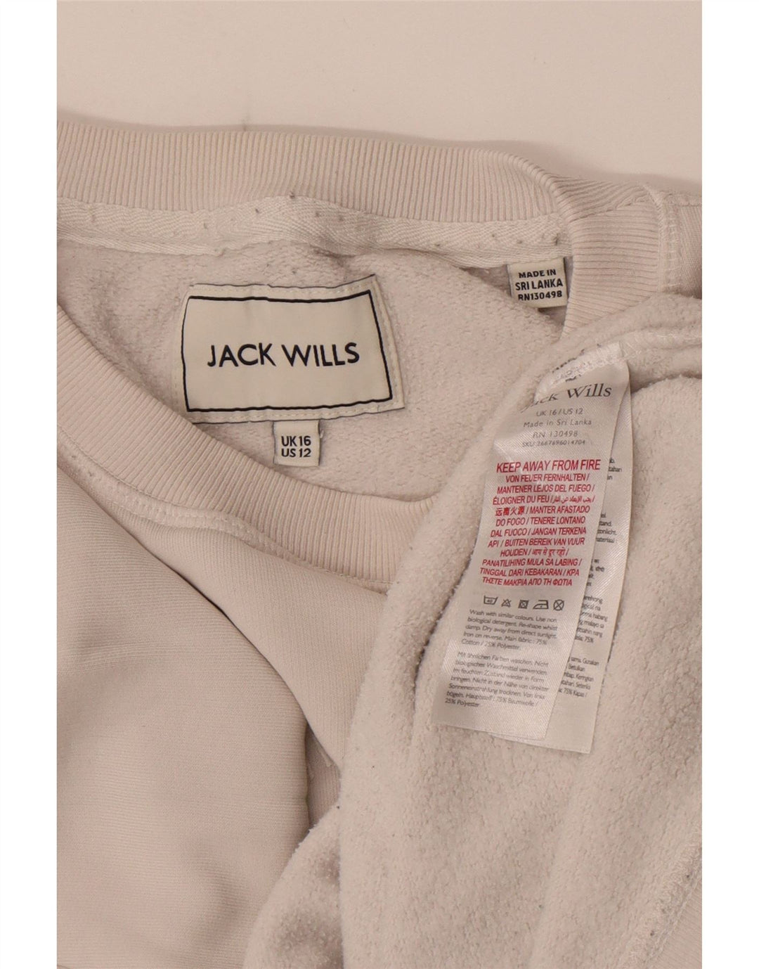 Jack Wills Γυναικεία γραφική μπλούζα μεγάλου μεγέθους Jumper UK 16 Large White