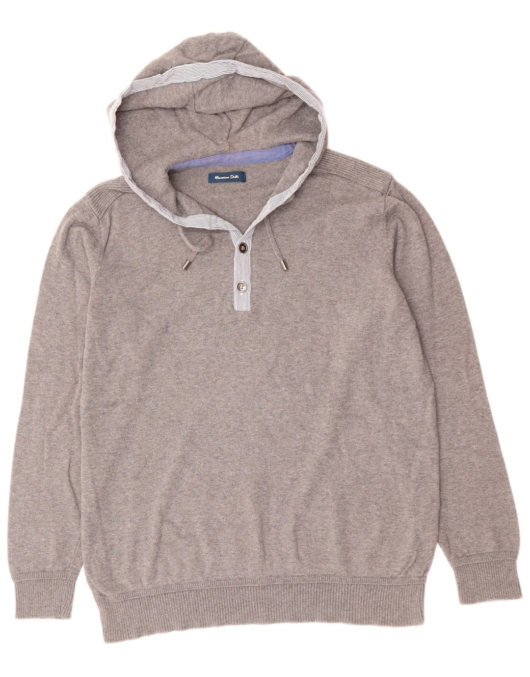 MASSIMO DUTTI Ανδρικό πουλόβερ με κουκούλα, μεγάλο γκρι βαμβακερό
