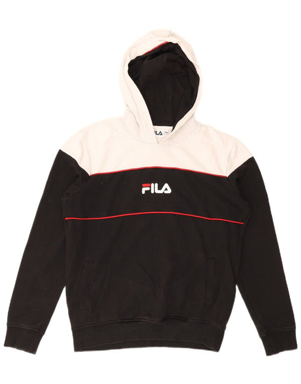 Fila Boys Graphic Hoodie Jumper 13-14 Years Black Colourblock Cotton
