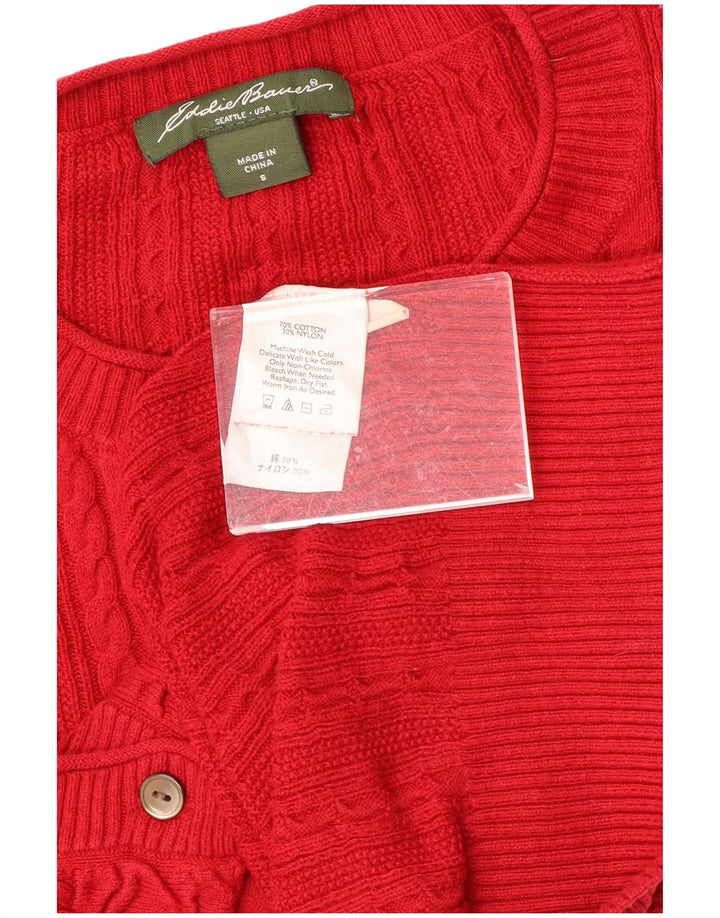 EDDIE BAUER Γυναικείο πουλόβερ ζακέτα UK 10 Small κόκκινο βαμβακερό