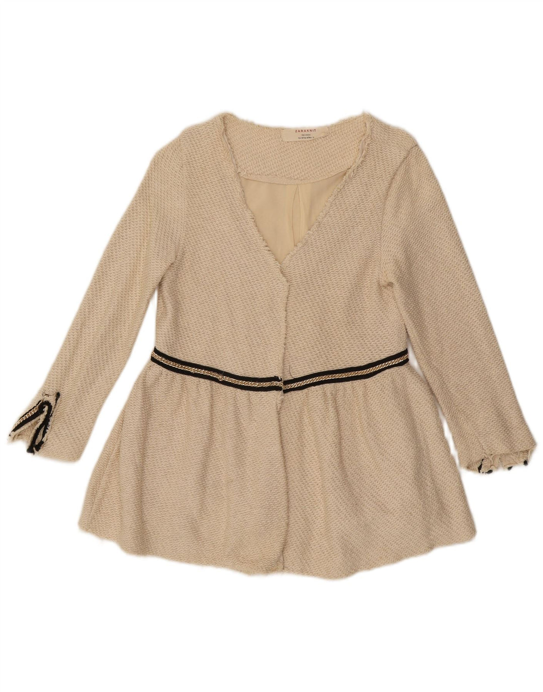 Zara Γυναικείο Open Blazer Jacket UK 12 Medium Beige βαμβακερό