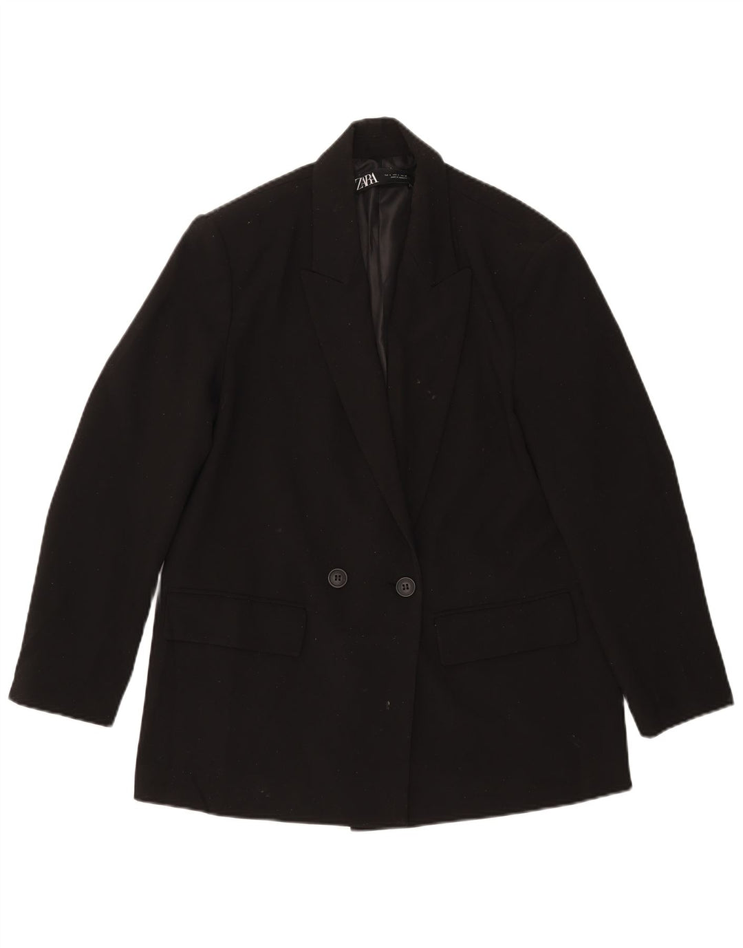 ZARA Γυναικείο Μπλέιζερ Διπλό Μπουφάν UK 10 Small Black Polyester