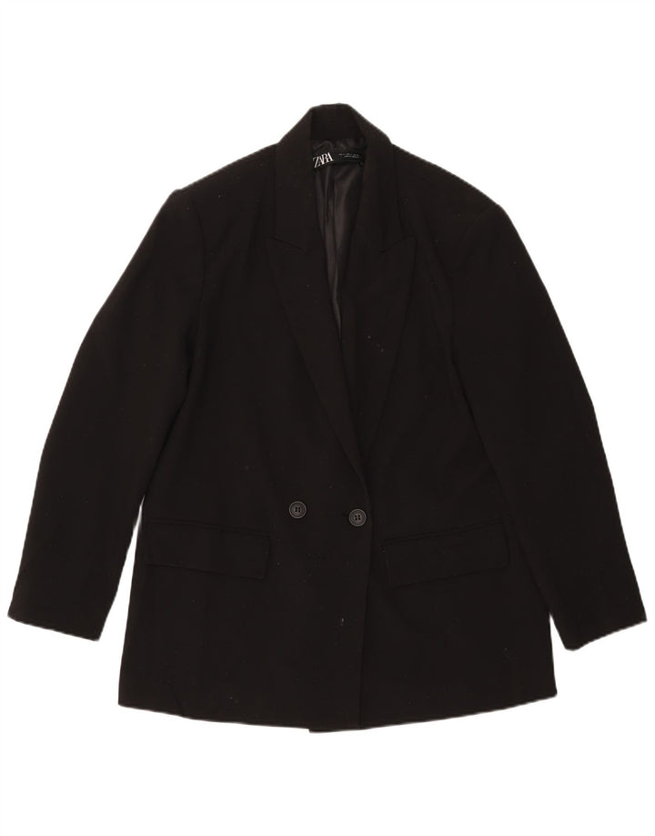 ZARA Γυναικείο Μπλέιζερ Διπλό Μπουφάν UK 10 Small Black Polyester