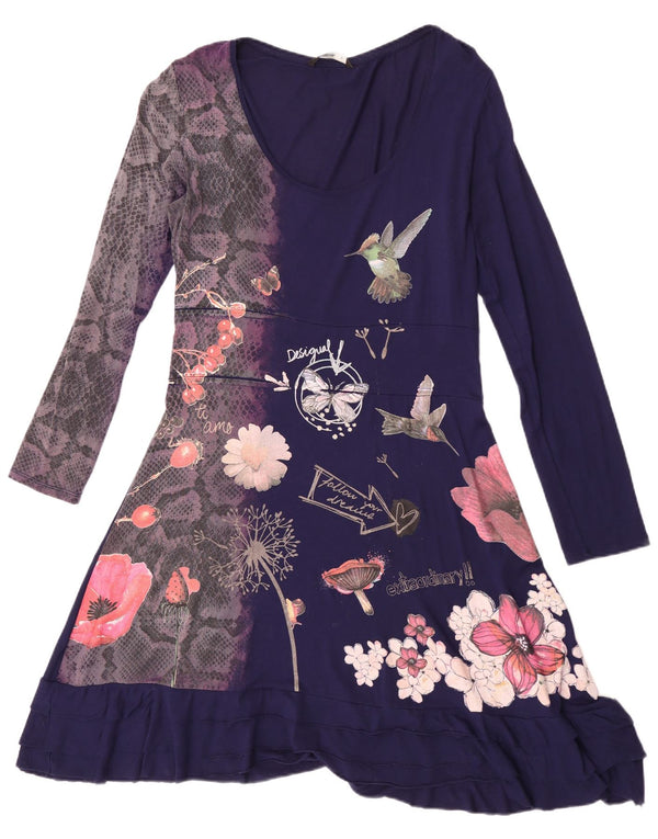 Desigual Γυναικείο μακρυμάνικο φόρεμα A-Line UK 18 XL Navy Blue Floral