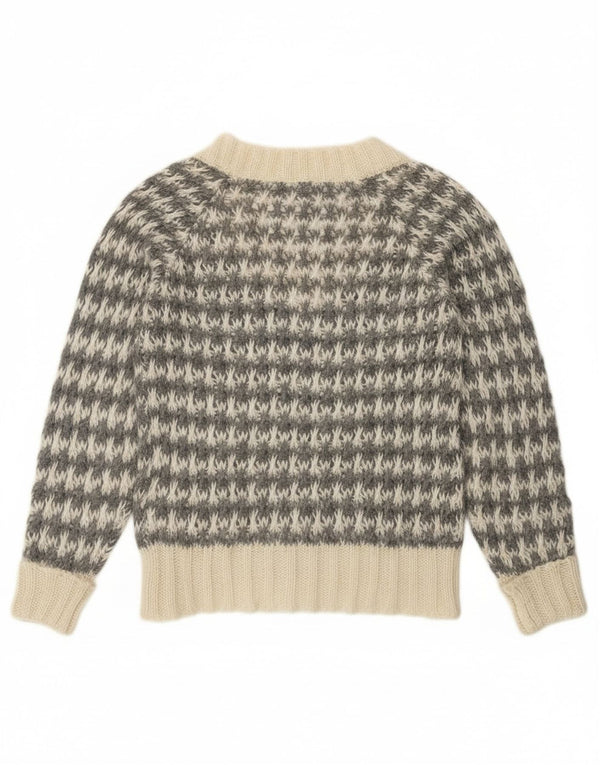 Benetton γυναικείο πουλόβερ με λαιμόκοψη UK 14 Medium Grey Houndstooth