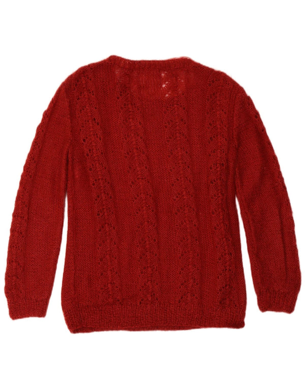 Vintage γυναικείο Abstract Pattern πουλόβερ με λαιμόκοψη UK 12 Medium Burgu