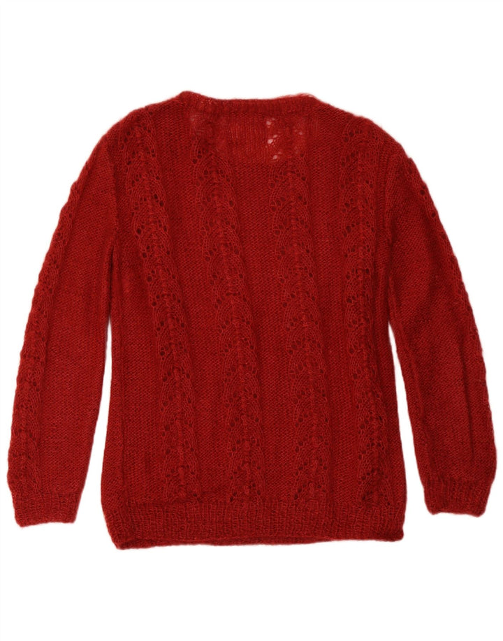 Vintage γυναικείο Abstract Pattern πουλόβερ με λαιμόκοψη UK 12 Medium Burgu